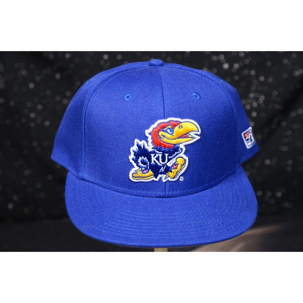 Kansas Jayhawks Hat Cap Fitted Mens 7 1/4 Blue NCAA Basketball The Game Pro
